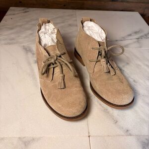 Hush Puppies Beige Suede Chukka Boots with Tassel Laces